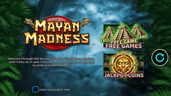 Mayan Madness – pagrindinis meniu majų tematika